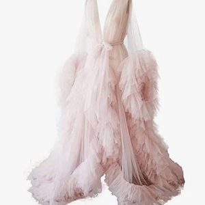 SOLD Blush pale pink tulle robe